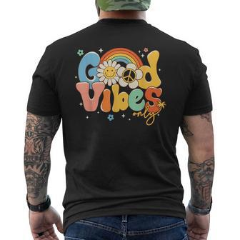 Groovy Summer Family Vacation Hawaii Beach Good Vibes Only Mens Back Print T-shirt | Mazezy