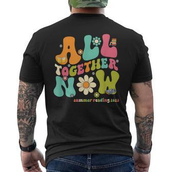 Groovy All Together Now Summer Reading 2023 Librarian Book Men's Back Print T-shirt | Mazezy
