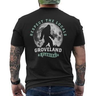 Groveland Florida Respect The Locals Bigfoot Swamp Ape Men's T-shirt Back Print | Mazezy