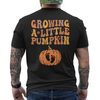 Growing A Little Pumpkin Pregnancy Announcement Halloween Men's T-shirt Back Print - Monsterry CA