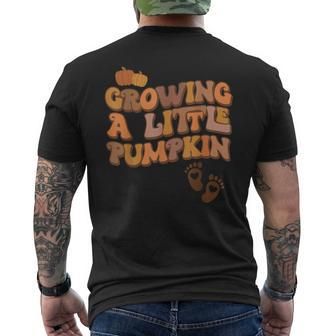 Growing A Little Pumpkin Thanksgiving Pregnancy Announcement Men's T-shirt Back Print | Mazezy