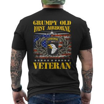 Grumpy Old 101St Airborne Division Veteran Flag Vintage Men's Back Print T-shirt | Mazezy