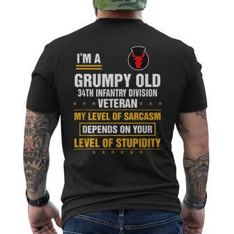 Grumpy Old 34Th Infantry Division Veteran Day Xmas Men's Back Print T-shirt | Mazezy