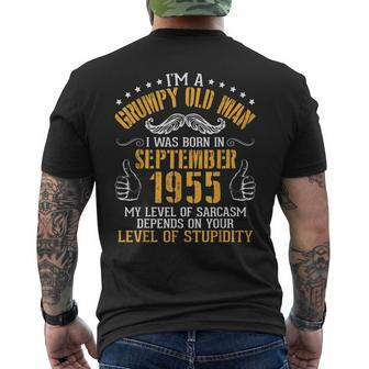 Im A Grumpy Old Man I Was Born In September 1955 Birthday Men's Back Print T-shirt | Mazezy