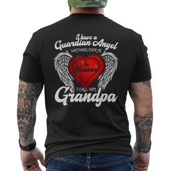I Have Guardian Angel In Heaven I Call Him Grandpa Men's Back Print T-shirt | Mazezy