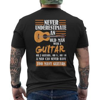 Guitar Dad Gift | Never Underestimate An Old Man With Guitar Gift For Mens Mens Back Print T-shirt - Seseable