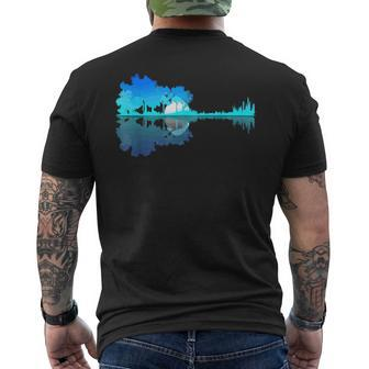 Guitar Lake Reflection Guitarist Music Love Guitar Musician Men's T-shirt Back Print - Seseable