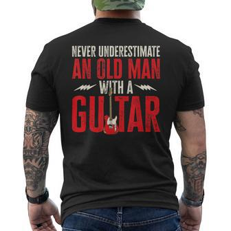 Guitar Player Never Underestimate An Old Man With A Guitar Mens Back Print T-shirt - Seseable