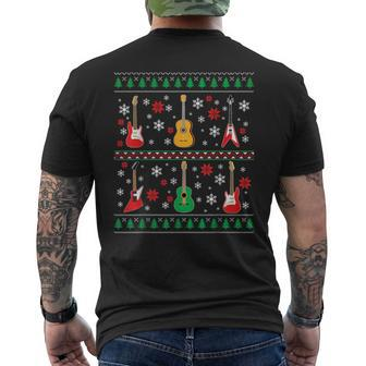 Guitar Ugly Christmas Sweater Guitar Lovers Guitarists Men's T-shirt Back Print - Monsterry UK