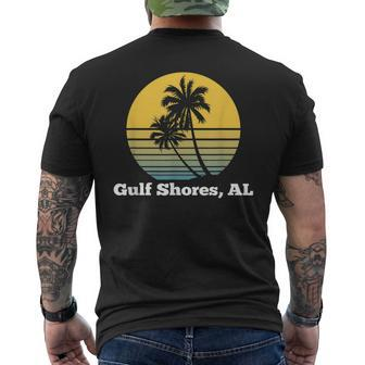 Gulf Shores Alabama Retro Vintage Palm Tree Beach Men's T-shirt Back Print | Mazezy