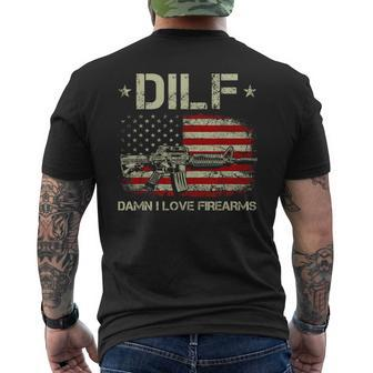 Gun American Flag Dilf - Damn I Love Firearms Mens Back Print T-shirt | Mazezy UK