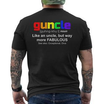 Guncle - Gift For Gay Uncle Lgbt Pride Mens Back Print T-shirt | Mazezy