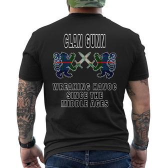 Gunn Scottish Tartan Scotland Family Clan Name Mens Back Print T-shirt | Mazezy DE