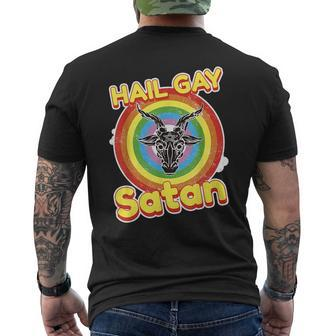 Hail Gay Satan Baphomet Funny Lgbtq Goth Gay Pride Mens Back Print T-shirt | Mazezy DE
