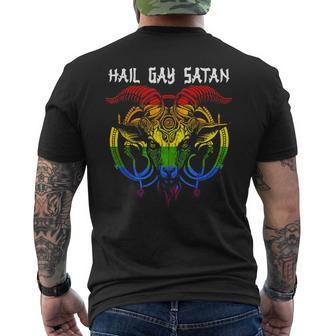 Hail Gay Satan Lgbt Goth Gay Lesbian Bi Pride Baphomet Mens Back Print T-shirt | Mazezy AU