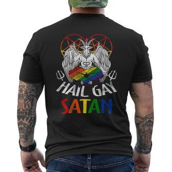 Hail Gay-Satan Lgbt Goth Gay Pride Baphomet Celebrate Lgbt Mens Back Print T-shirt | Mazezy UK