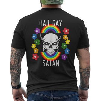 Hail Gay Satan Lgbt Goth Gay Pride Devil Skull Mens Back Print T-shirt | Mazezy DE