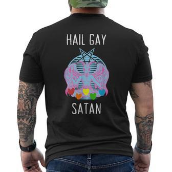 Hail Gay Satan Lgbt Goth Gay Pride Pentagram Baphomet Mens Back Print T-shirt | Mazezy CA
