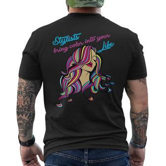 Hair Colorist Stylists Bring Color Cosmetologist Men's T-shirt Back Print | Mazezy