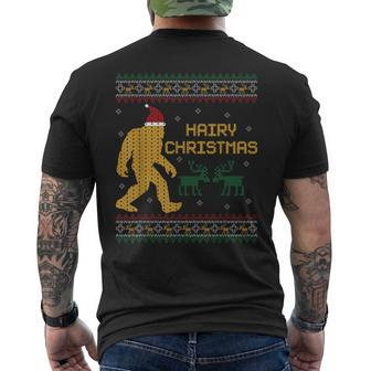 Hairy Christmas Bigfoot Santa Ugly Christmas Sweater Men's T-shirt Back Print - Monsterry