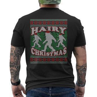 Hairy Christmas Bigfoot Ugly Christmas Sweater Men's T-shirt Back Print - Monsterry
