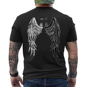 Half Angel Half Devil Back Of Distressed Wing Men's T-shirt Back Print | Mazezy
