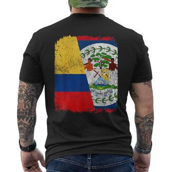 Half Colombian Half Belizean Flag Heritage Pride Roots Men's T-shirt Back Print | Mazezy