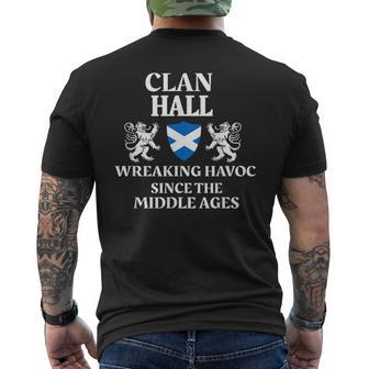 Hall Scottish Family Clan Scotland Name Gift Mens Back Print T-shirt | Mazezy