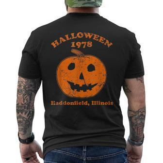 Halloween 1978 Holiday Spooky Gift Myers Pumpkin Haddonfield Pumpkin Funny Gifts Mens Back Print T-shirt | Mazezy
