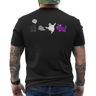 Halloween Asexual Pride Lgbtq Ace Ghost Scary Lgbt Dog Pup Mens Back Print T-shirt | Mazezy