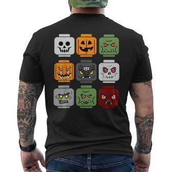 Halloween Building Brick Head Pumpkin Ghost Zombie Friends Men's T-shirt Back Print - Seseable