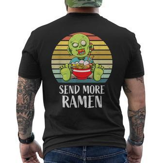 Halloween Creepy Spooky Zombie Eating Ramen Food Lover Anime Mens Back Print T-shirt | Mazezy