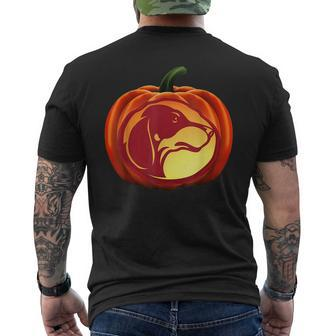 Halloween Dachshund Lovers Weiner Dog Pumpkin Silhouette Halloween Men's T-shirt Back Print | Mazezy