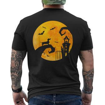 Halloween Dachshund Under The Moon Wiener Dog Halloween Men's T-shirt Back Print - Monsterry CA