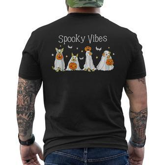 Halloween Dogs In Ghost Costume Spooky Vibes Dog Lover Men's T-shirt Back Print