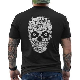 Halloween Pitbull Dog Skull Pittie Skeleton Silhouette Halloween Men's T-shirt Back Print | Mazezy