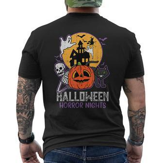 Halloween Horror Nights Retro Movie Poster Spooky Skeleton Halloween Horror Nights Men's T-shirt Back Print | Mazezy