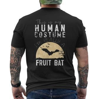 Halloween Human Costume Fruit Bat Creepy Horror Halloween Men's T-shirt Back Print | Mazezy