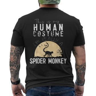 Halloween Human Costume Spider Monkey Creepy Horror Halloween Men's T-shirt Back Print | Mazezy
