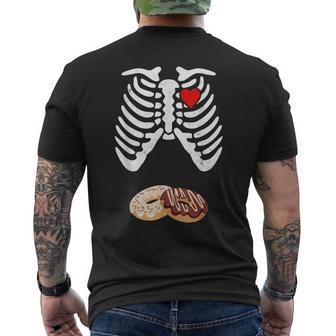 Halloween Pregnancy Dad Donut Baby Pregnant Skeleton Costume Men's Back Print T-shirt | Mazezy