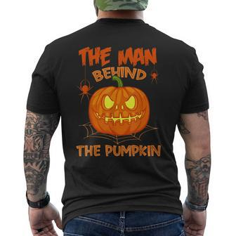Halloween Pregnancy The Man Behind The Pumpkin Dad Husband Men's T-shirt Back Print