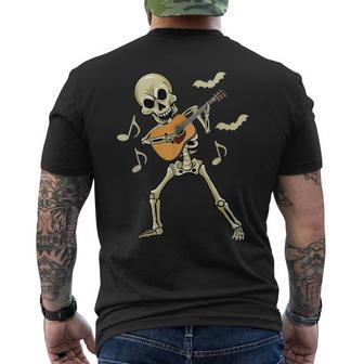 Halloween Skeleton Guitar Music Player Día De Los Muertos Men's T-shirt Back Print - Monsterry UK