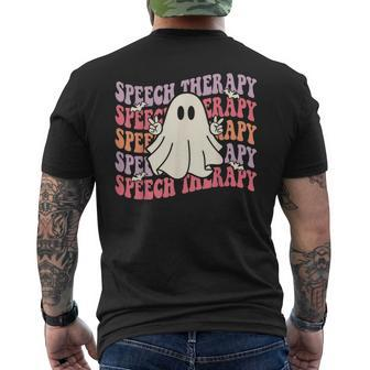 Halloween Speech Therapy Speech Language Pathology Men's T-shirt Back Print - Monsterry DE