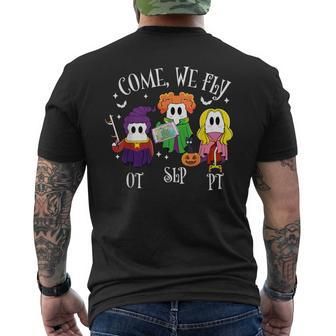 Halloween Spooky Ot Slp Pt Team Occupational Physical Speech Men's T-shirt Back Print - Seseable