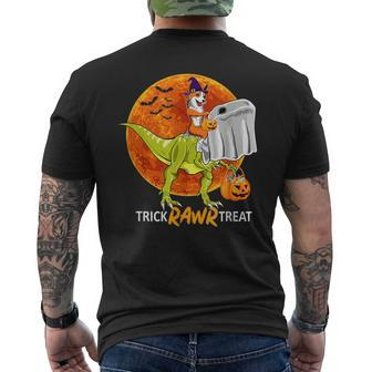 Halloween Trick Rawr Treat Dinosaur Pumpkin Corgi Witch Mens Back Print T-shirt | Mazezy