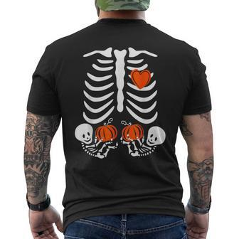 Halloween Twin Pregnant Skeleton Twins Baby Xray Rib Cage Men's T-shirt Back Print | Mazezy