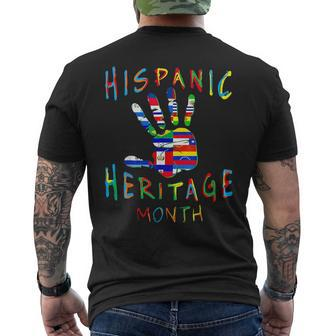Hand National Hispanic Heritage Month All Countries Flag Men's T-shirt Back Print | Mazezy