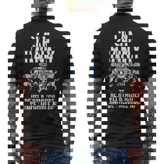 Hannay Clan Scottish Name Coat Of Arms Tartan Family Party Mens Back Print T-shirt | Mazezy