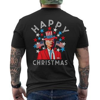 Happy Christmas Joe Biden 4Th Of July Memorial Independence Men's Crewneck Short Sleeve Back Print T-shirt