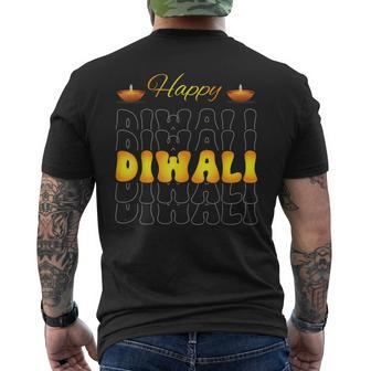 Happy Diwali Festival Of Lights For Indian Hinduism Men's T-shirt Back Print | Mazezy